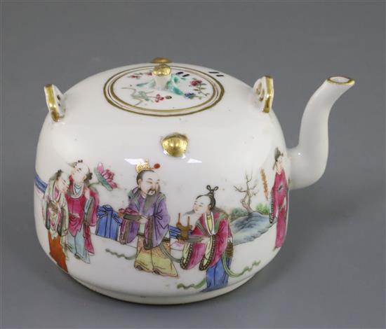 A Chinese famille rose teapot and cover, Xianfeng mark and of the period (1851-61), 15cm across